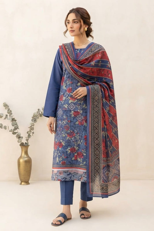 Dhanak Embroidere Unstitched 3pc