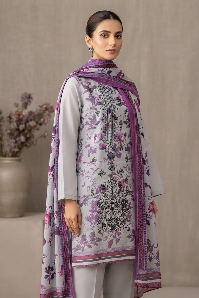 Dhanak Embroidere Unstitched 3pc