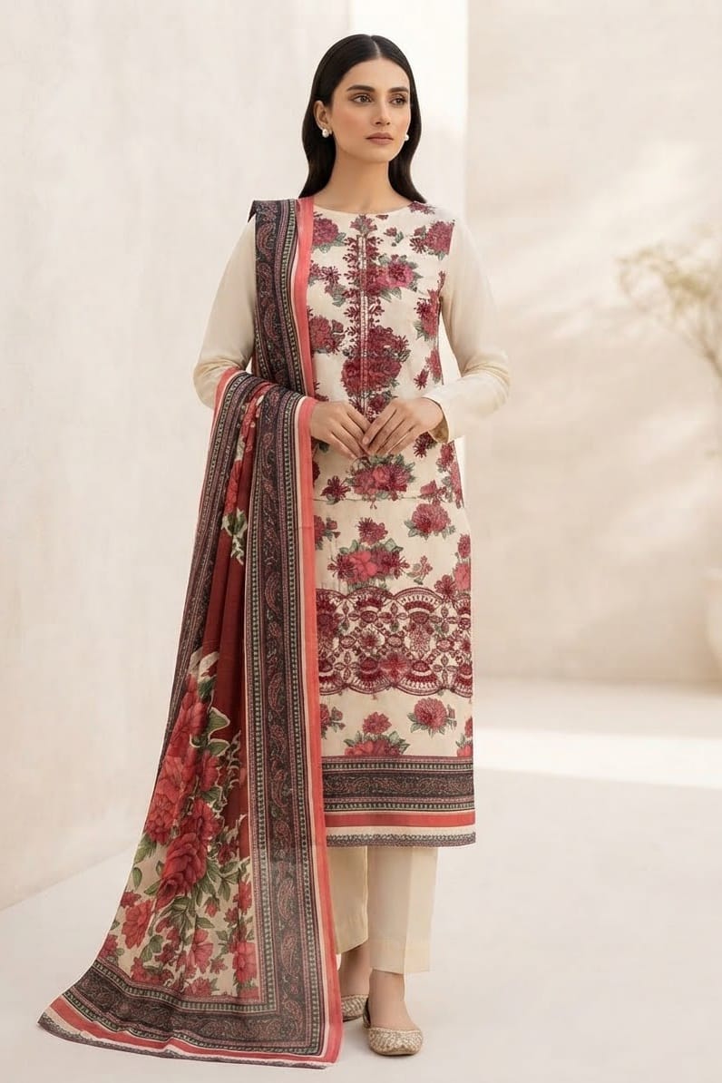 Dhanak Embroidere Unstitched 3pc