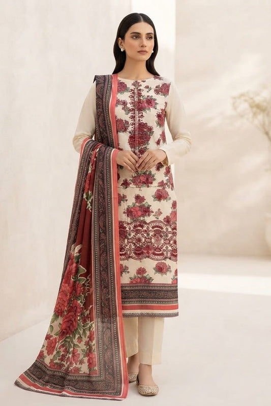 Dhanak Embroidere Unstitched 3pc