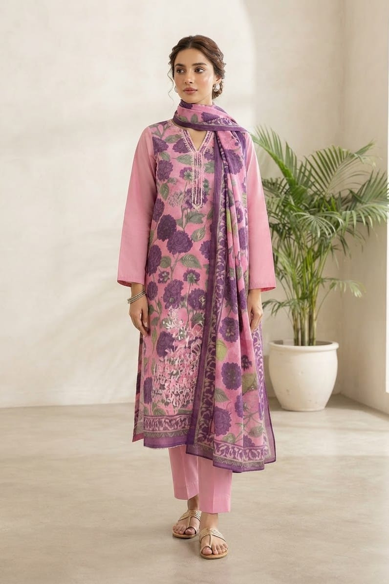 Dhanak Embroidere Unstitched 3pc