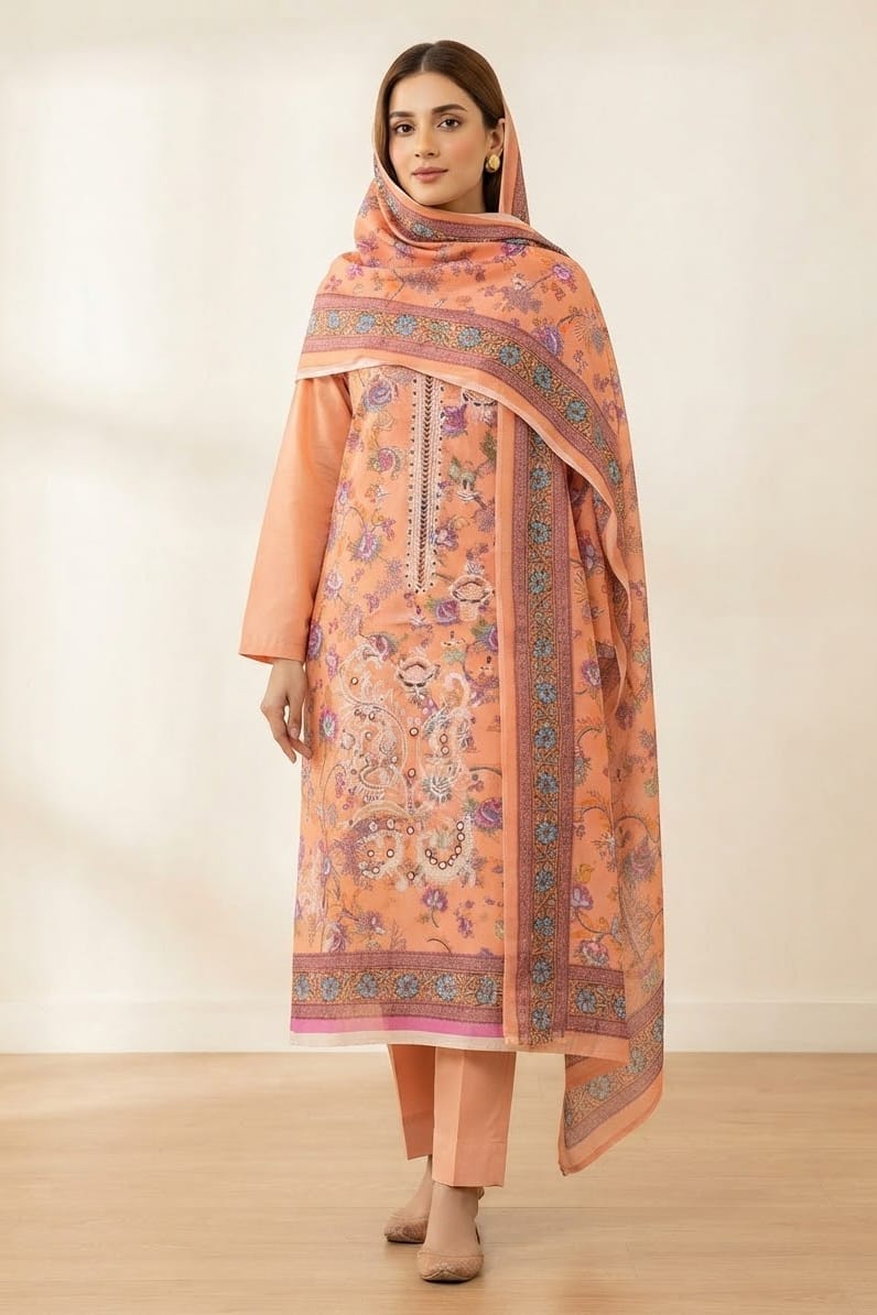 Dhanak Embroidere Unstitched 3pc