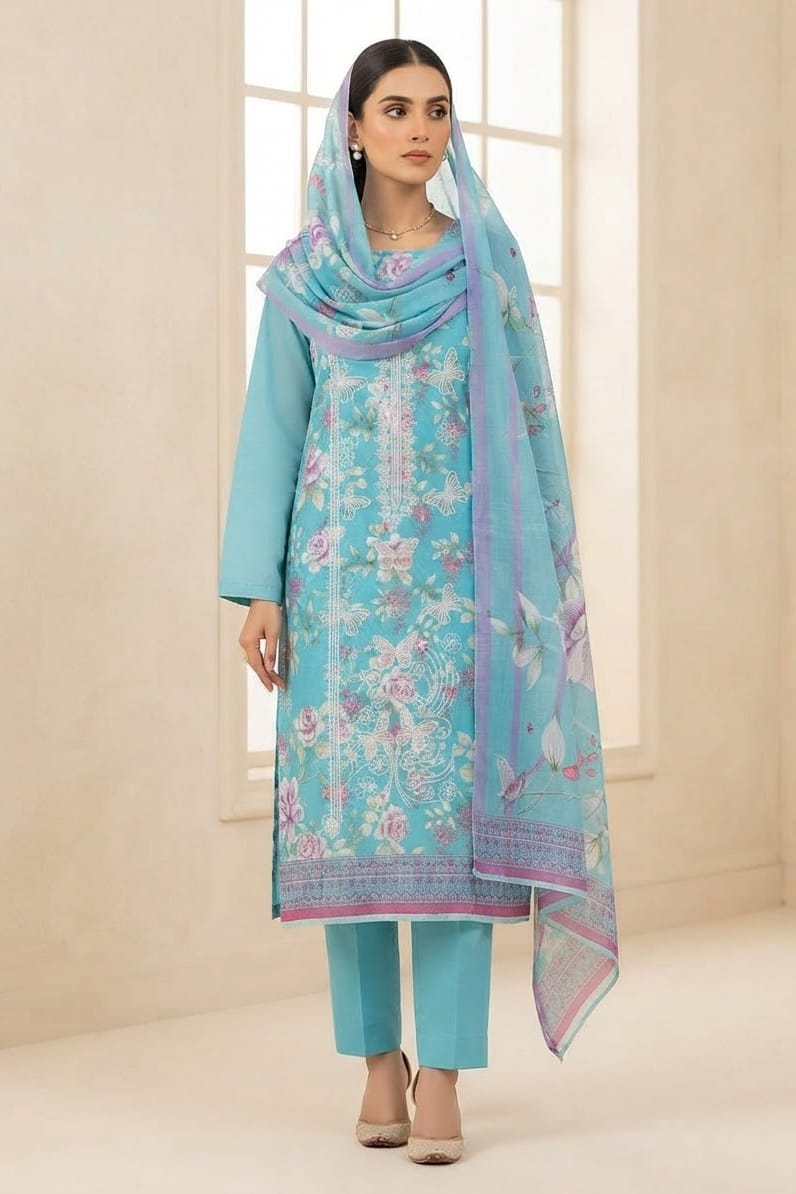 Dhanak Embroidere Unstitched 3pc