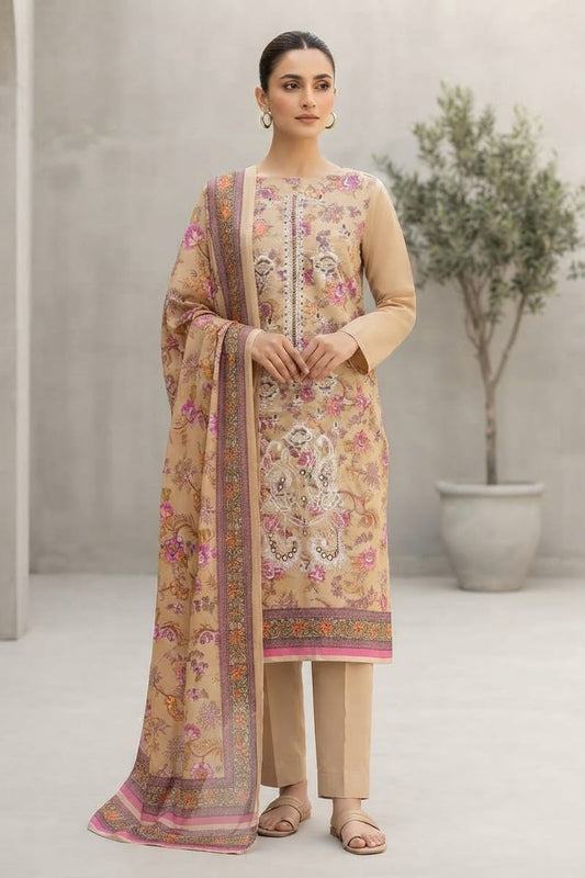 Dhanak Embroidere Unstitched 3pc