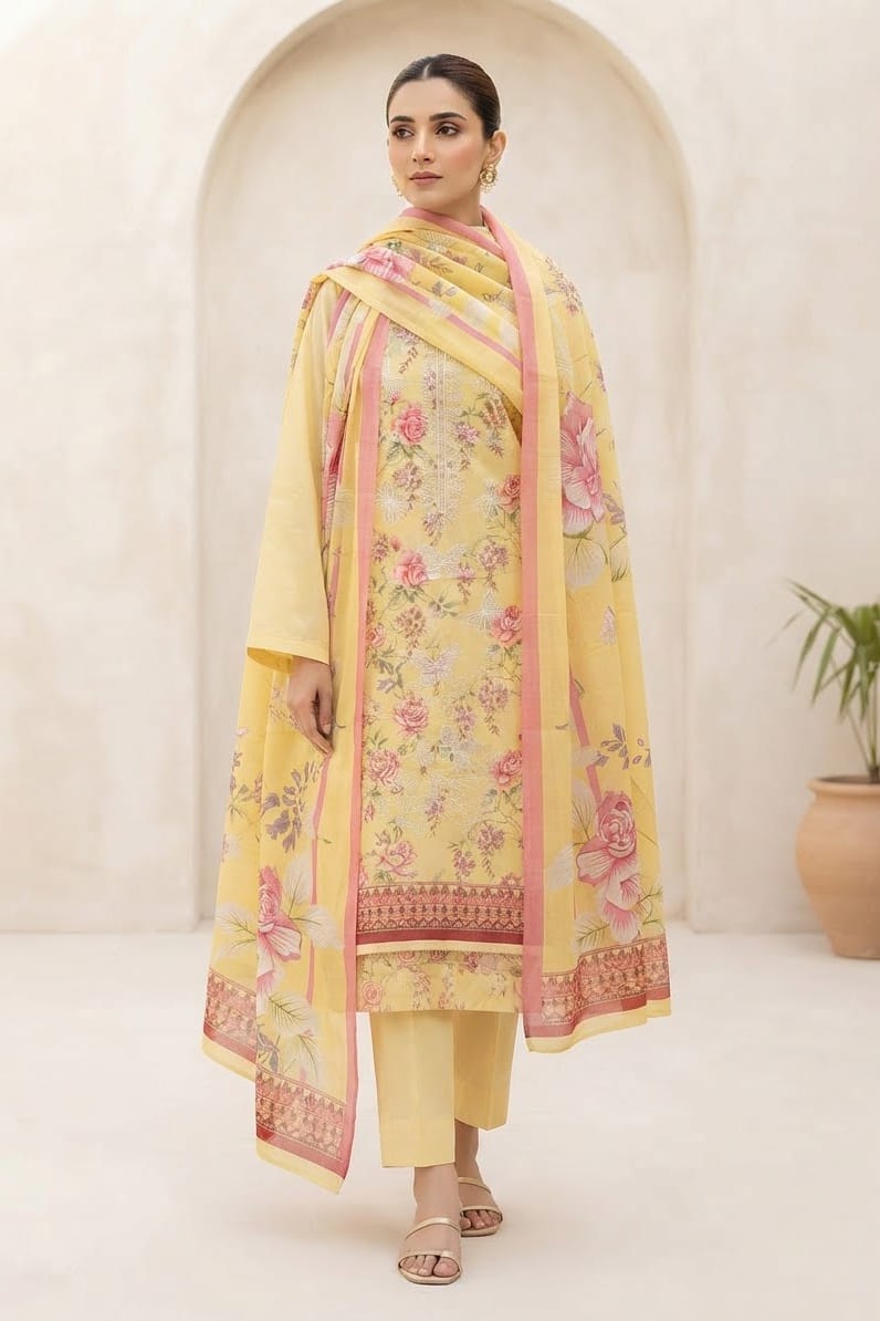 Dhanak Embroidere Unstitched 3pc