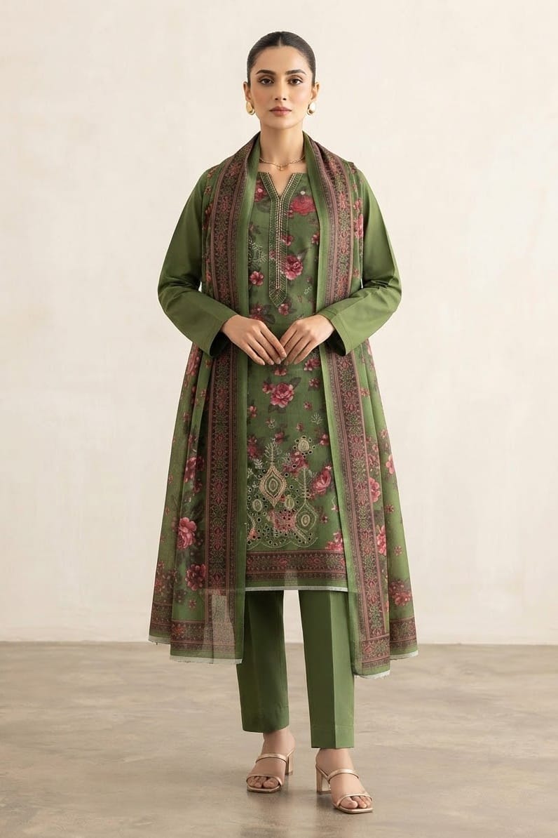 Dhanak Embroidere Unstitched 3pc
