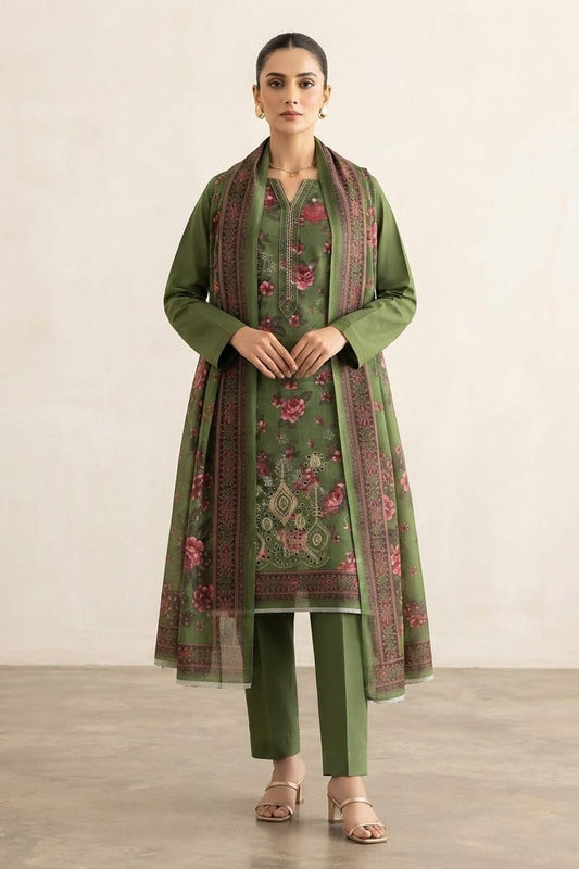 Dhanak Embroidere Unstitched 3pc