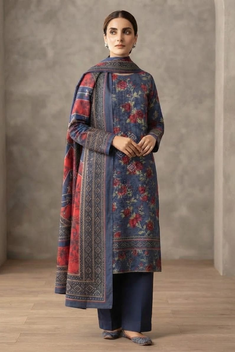 Dhanak Embroidere Unstitched 3pc