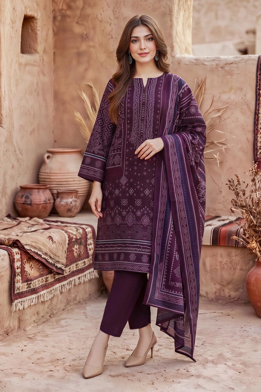 Lime Light Unstitched Paste Printed Khaddar 3pc
