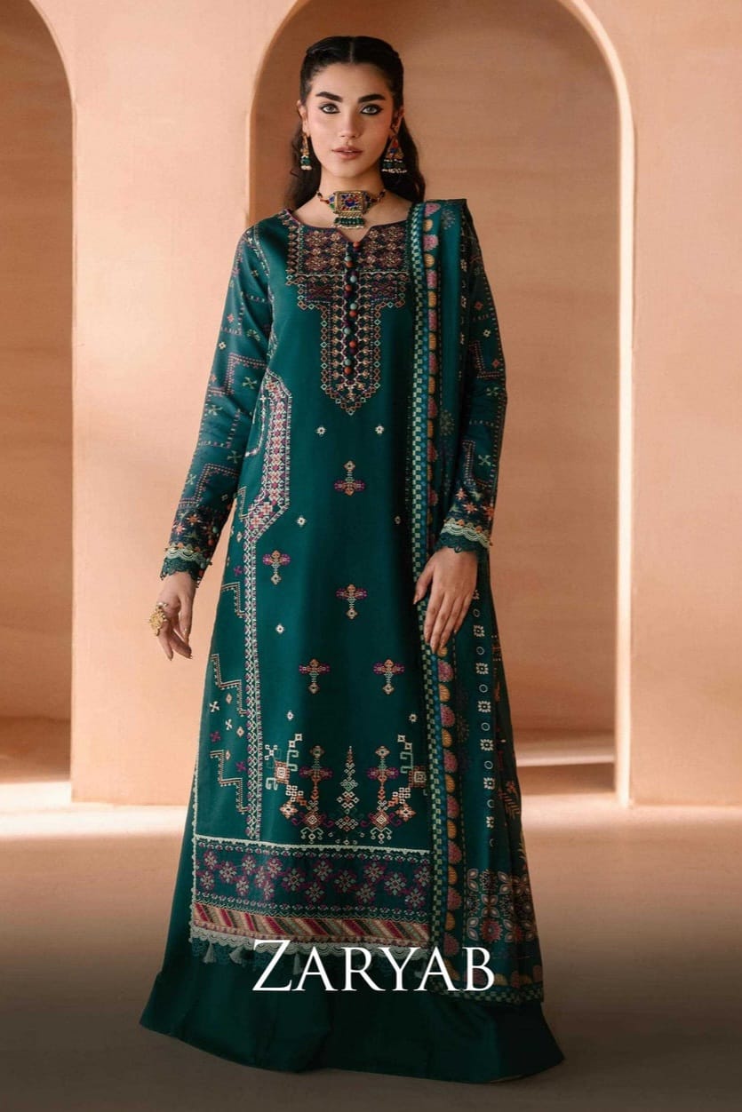 ZYNC Embroidered Luxury Viscose 3pc