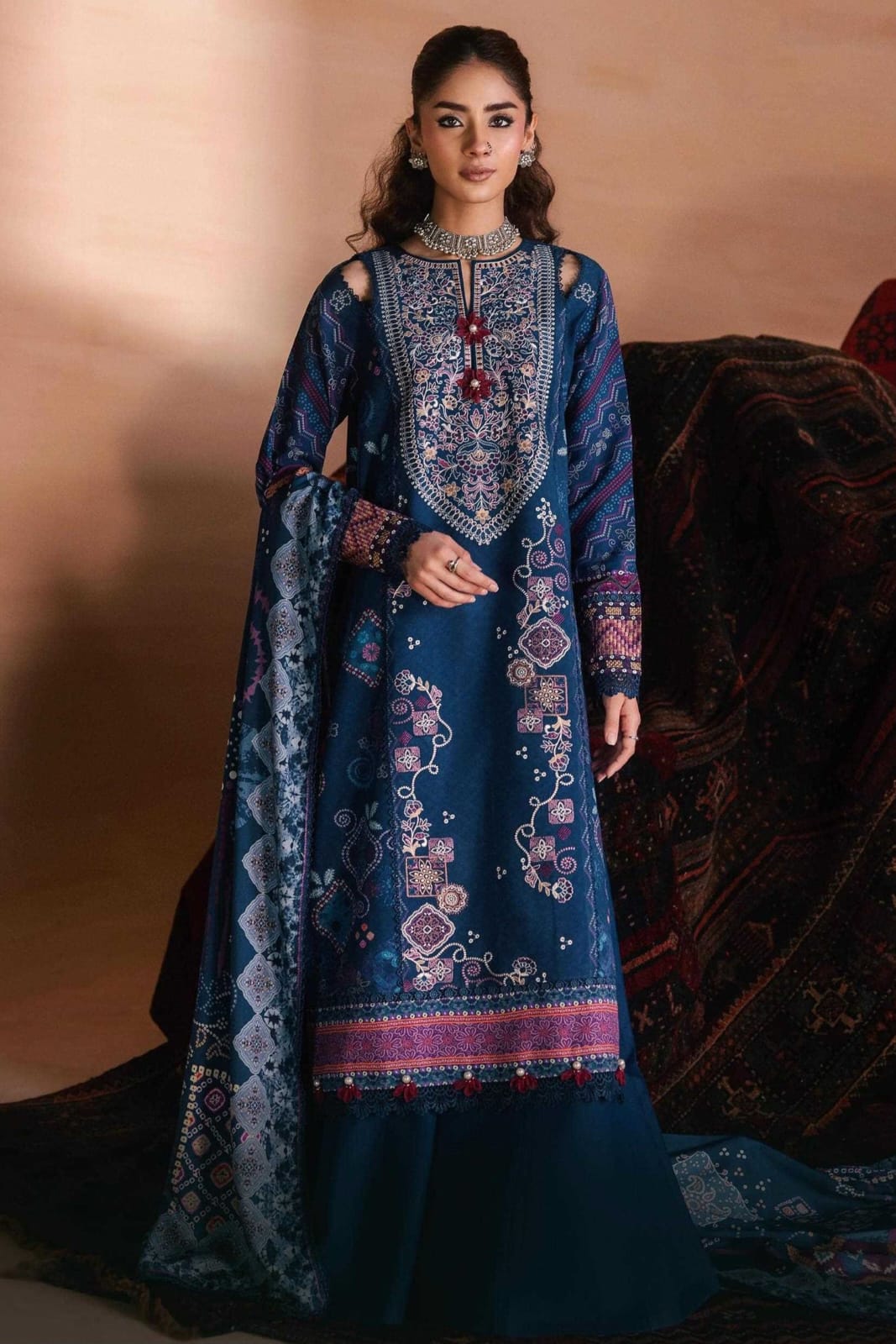 ZYNC Embroidered Luxury Viscose 3pc