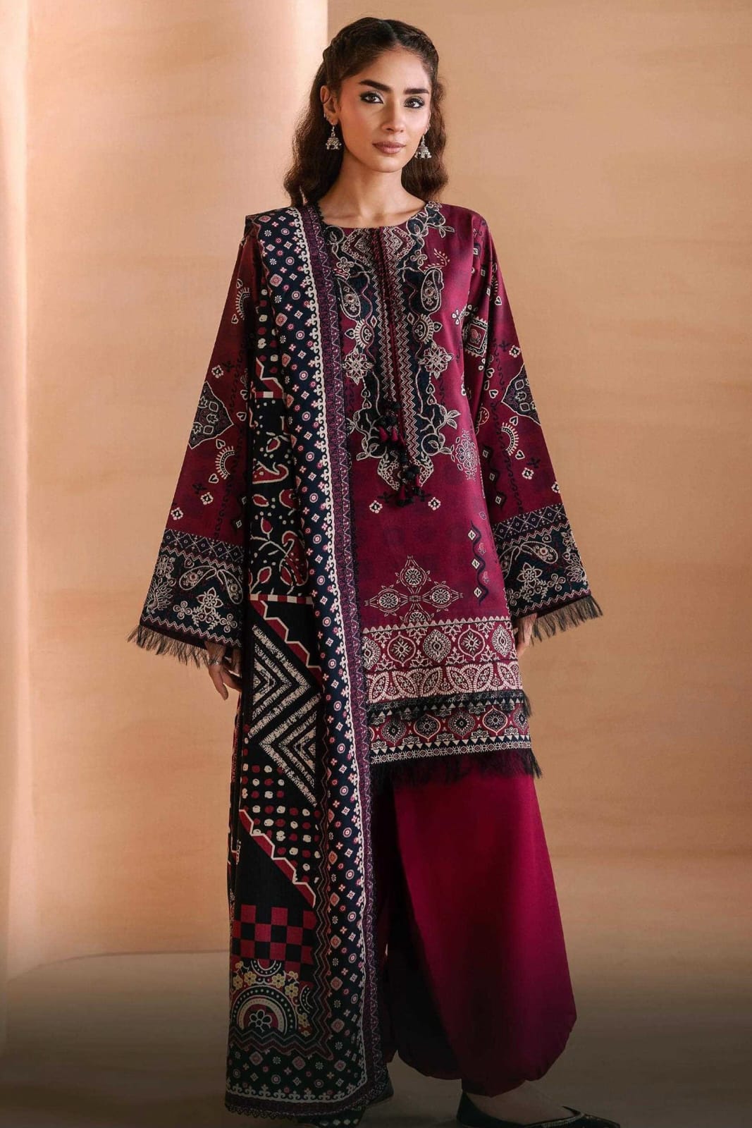 ZYNC Embroidered Luxury Viscose 3pc