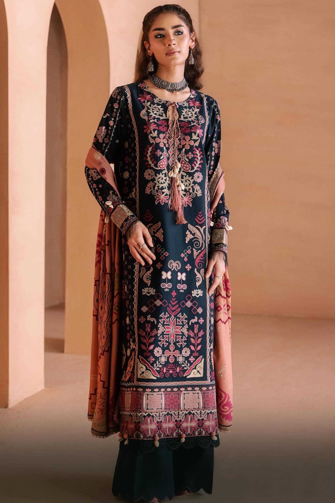 ZYNC Embroidered Luxury Viscose 3pc
