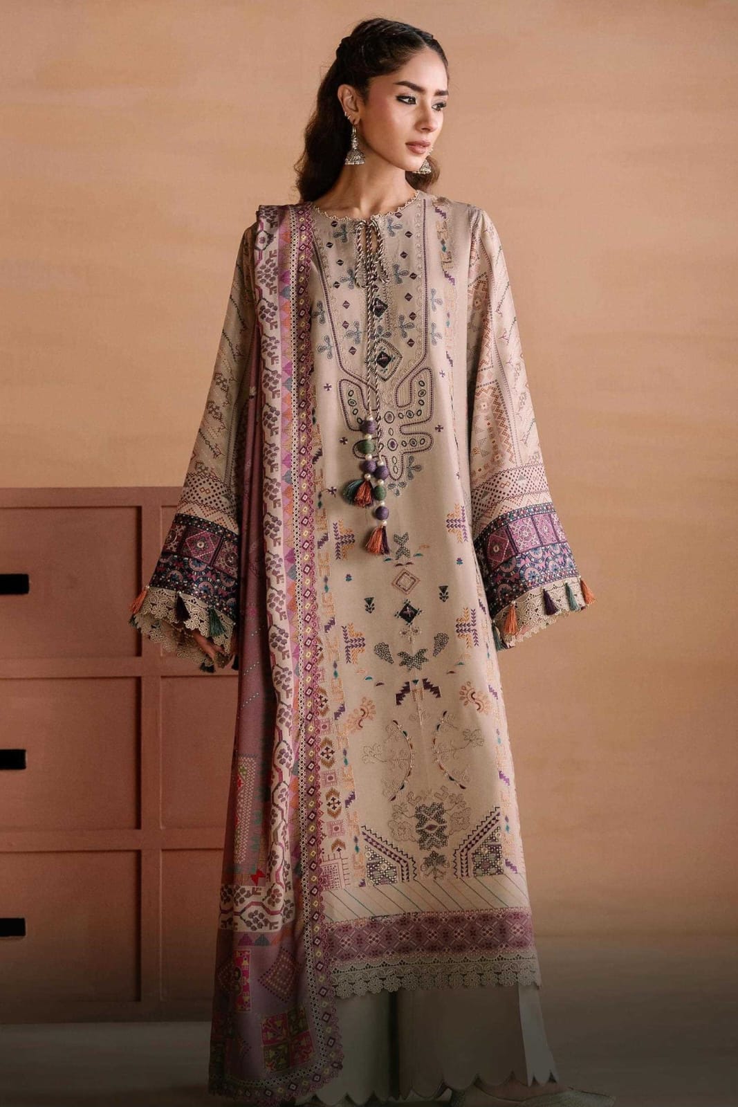 ZYNC Embroidered Luxury Viscose 3pc