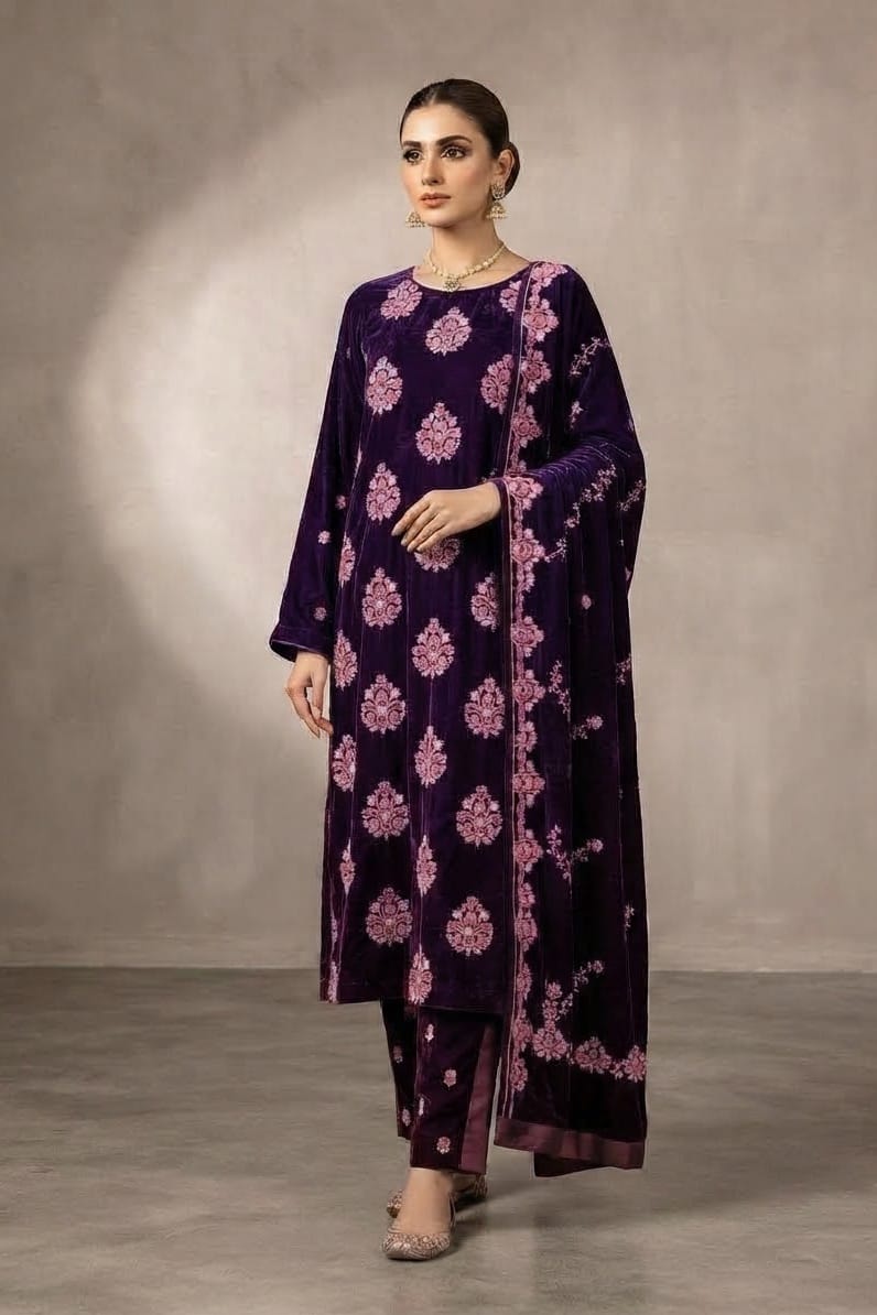 Binzada Unstitched Embroidered Velvet 3pc