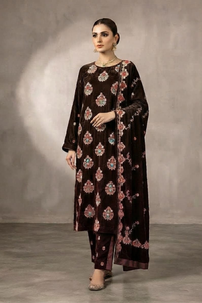 Binzada Unstitched Embroidered Velvet 3pc