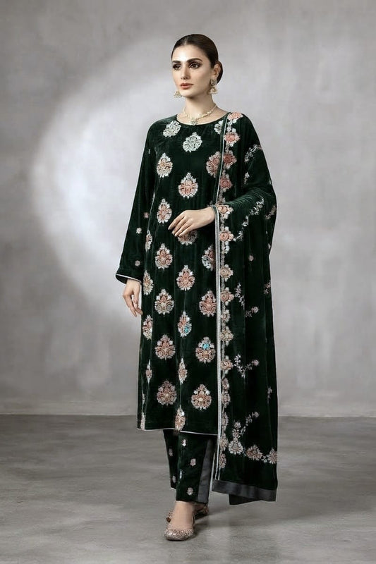 Binzada Unstitched Embroidered Velvet 3pc