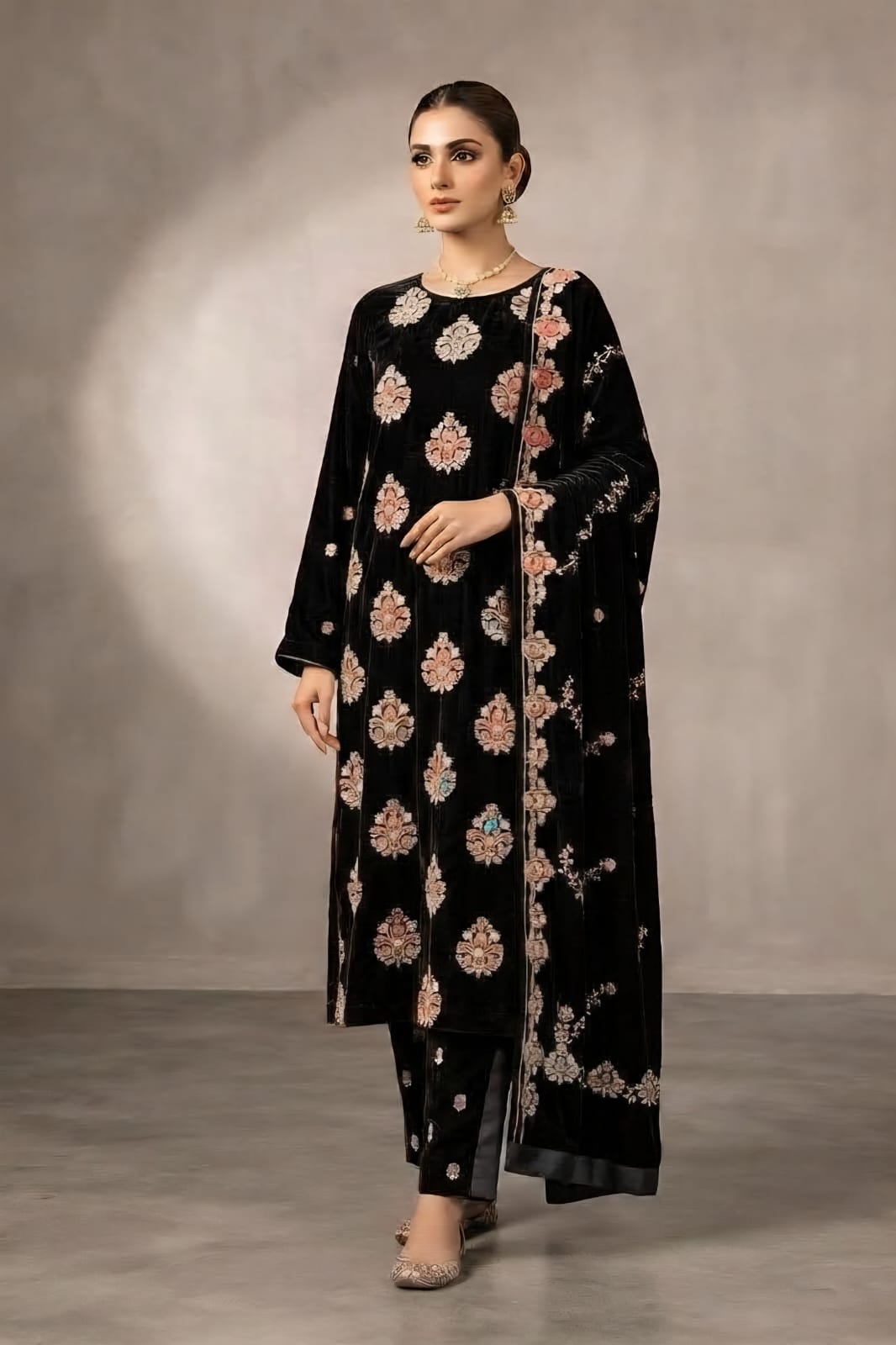 Binzada Unstitched Embroidered Velvet 3pc