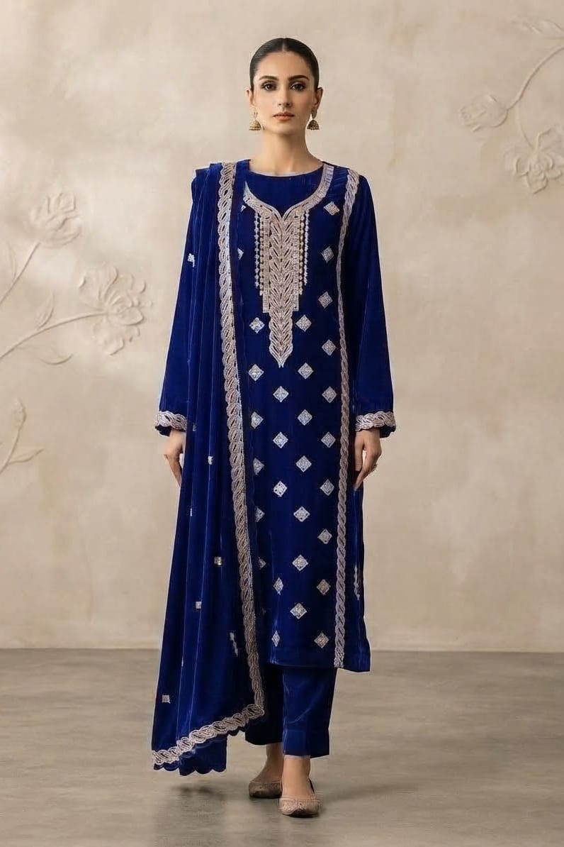 Binzada Unstitched Embroidered Velvet 3pc