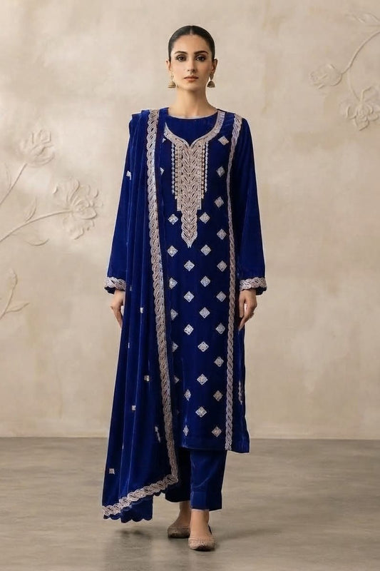 Binzada Unstitched Embroidered Velvet 3pc