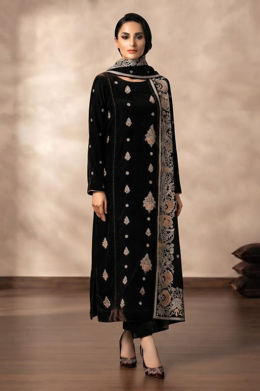 Binzada Unstitched Embroidered Velvet 3pc