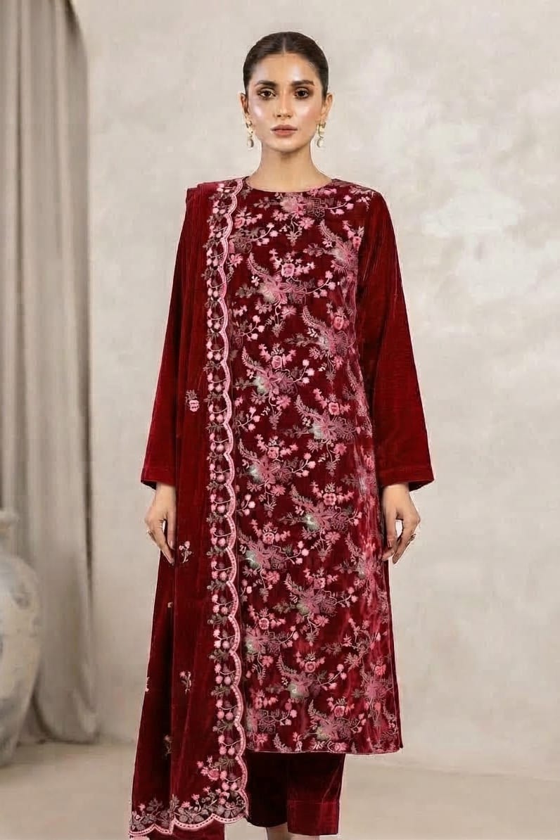 Binzada Unstitched Embroidered Velvet 3pc