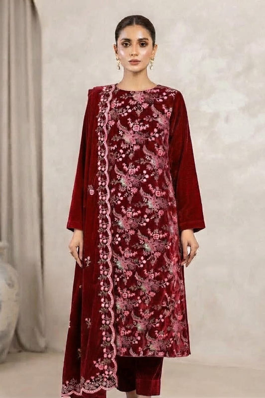 Binzada Unstitched Embroidered Velvet 3pc