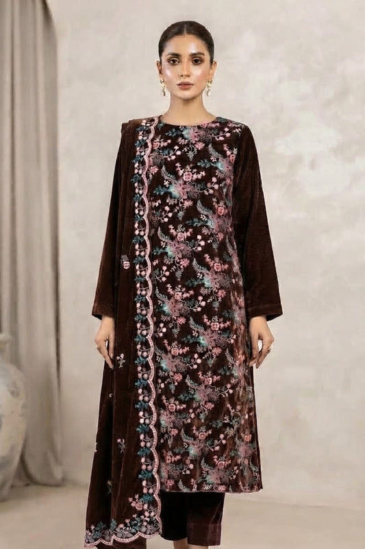 Binzada Unstitched Embroidered Velvet 3pc