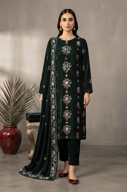 Binzada Unstitched Embroidered Velvet 3pc