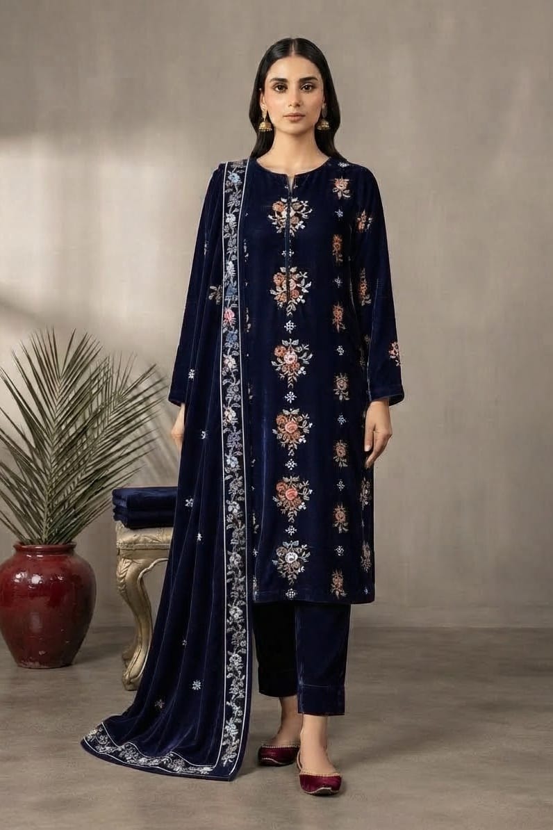 Binzada Unstitched Embroidered Velvet 3pc