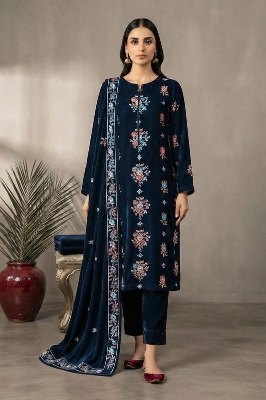 Binzada Unstitched Embroidered Velvet 3pc
