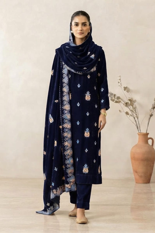 Binzada Unstitched Embroidered Velvet 3pc