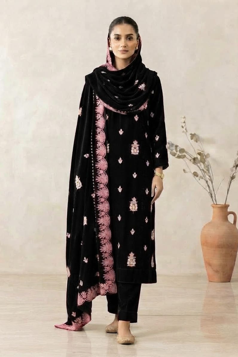 Binzada Unstitched Embroidered Velvet 3pc