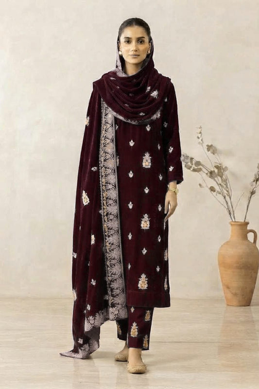 Binzada Unstitched Embroidered Velvet 3pc