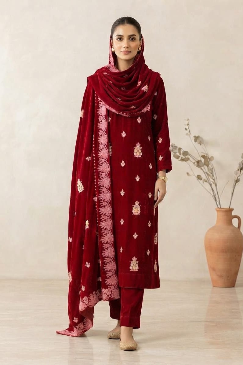 Binzada Unstitched Embroidered Velvet 3pc