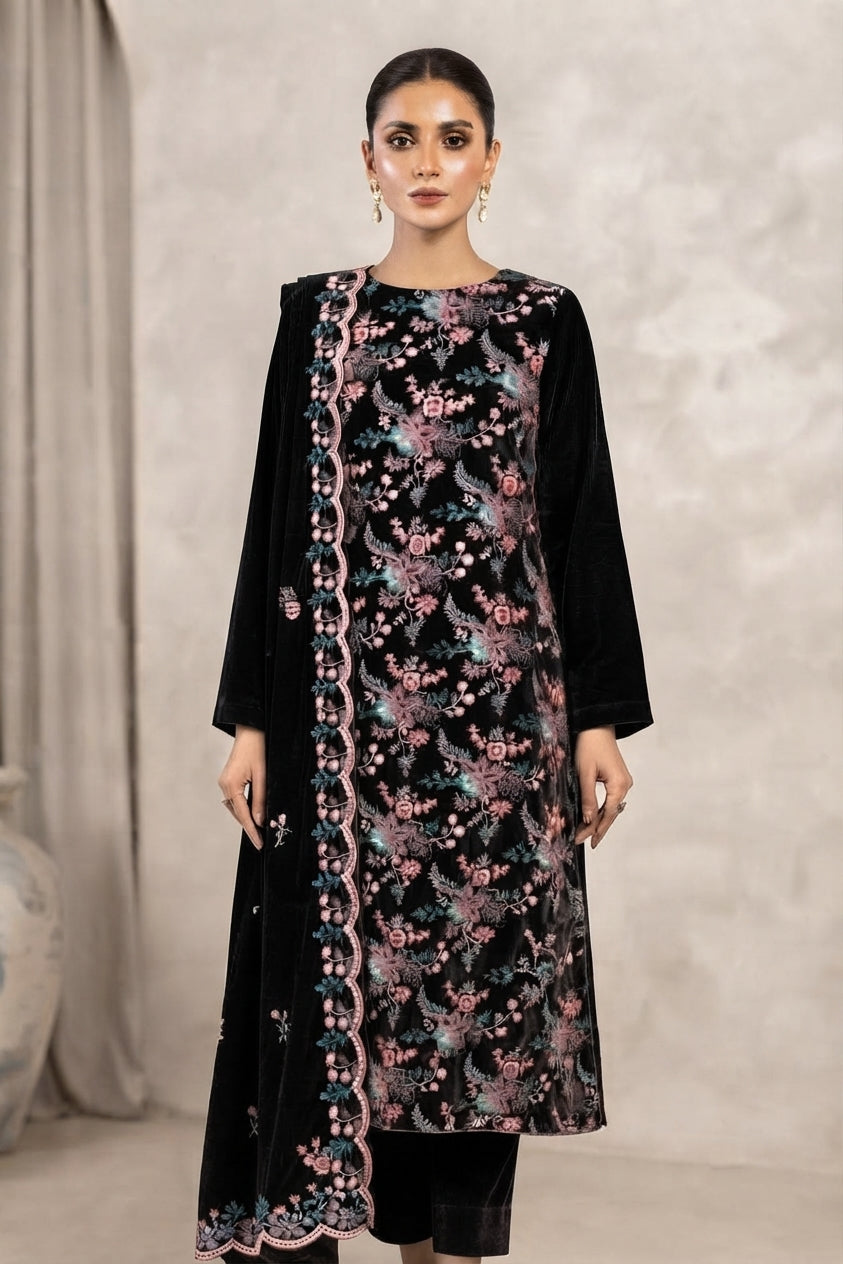 Binzada Unstitched Embroidered Velvet 3pc