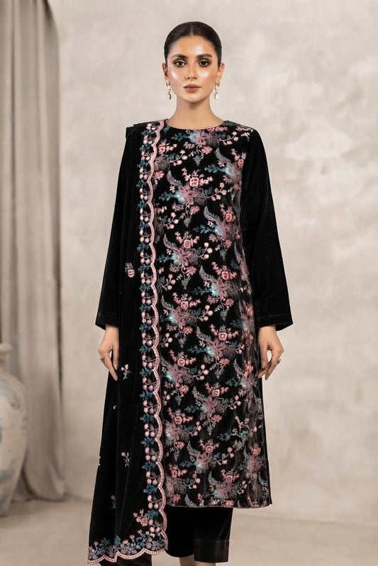 Binzada Unstitched Embroidered Velvet 3pc