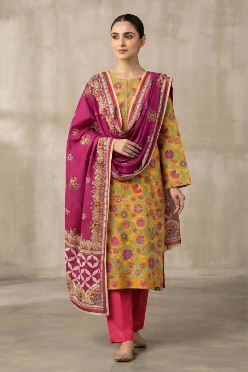 Mix Brand Unstitched Printed Khaddar 3pc