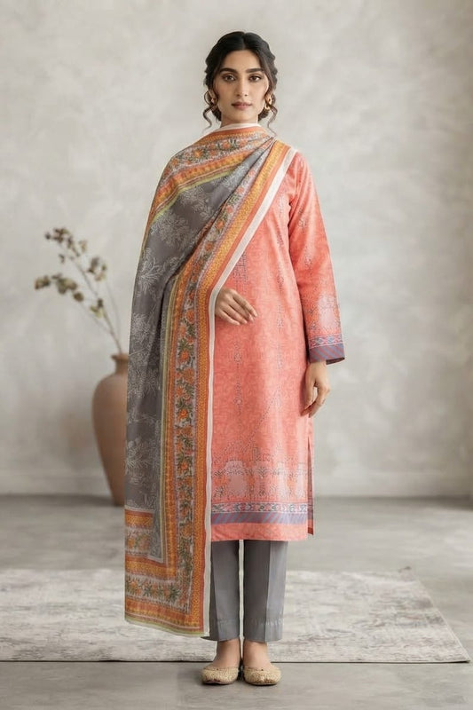 Mix Brand Unstitched Printed Khaddar 3pc
