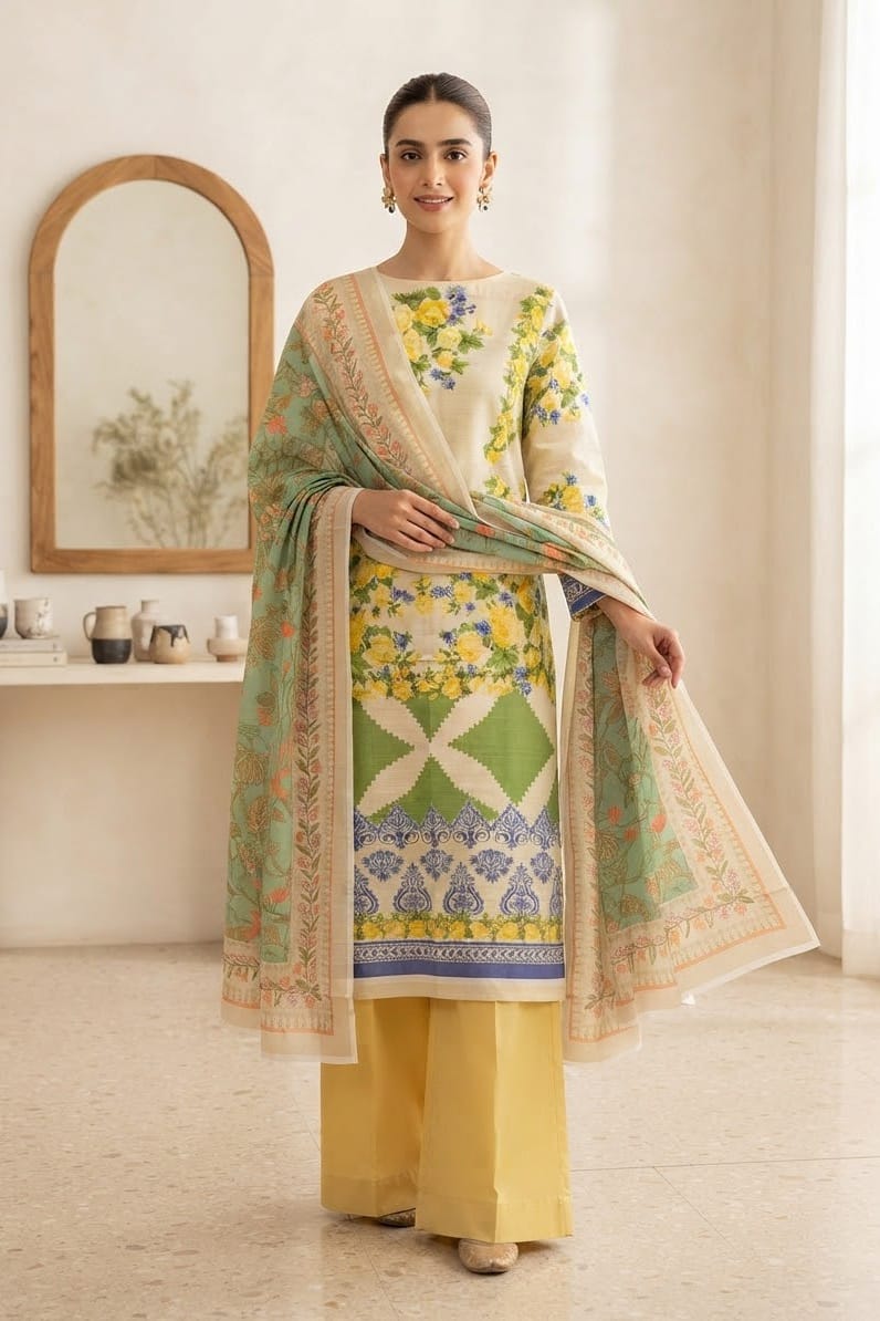 Mix Brand Unstitched Printed Khaddar 3pc