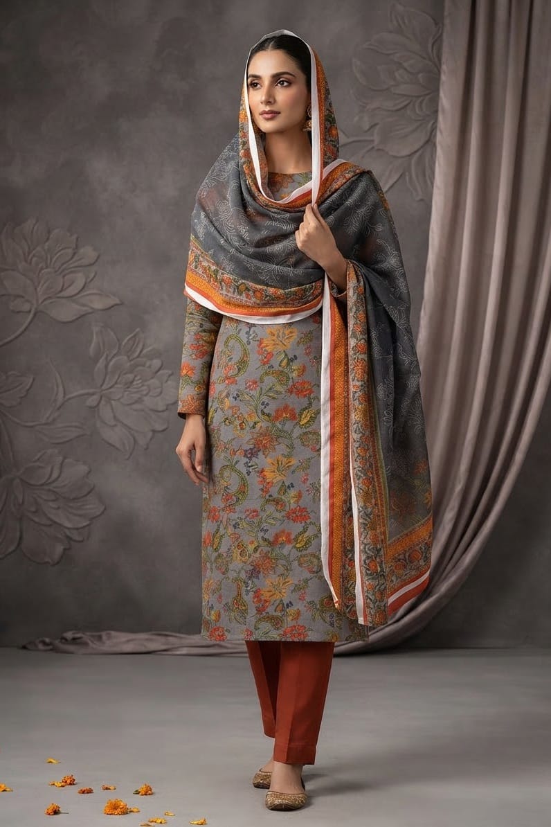 Mix Brand Unstitched Printed Khaddar 3pc
