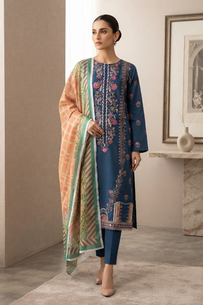 Mix Brand Unstitched Printed Khaddar 3pc