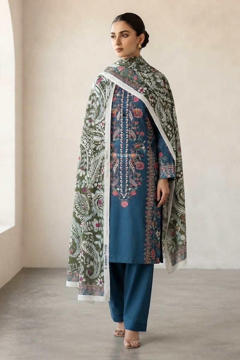 Mix Brand Unstitched Printed Khaddar 3pc