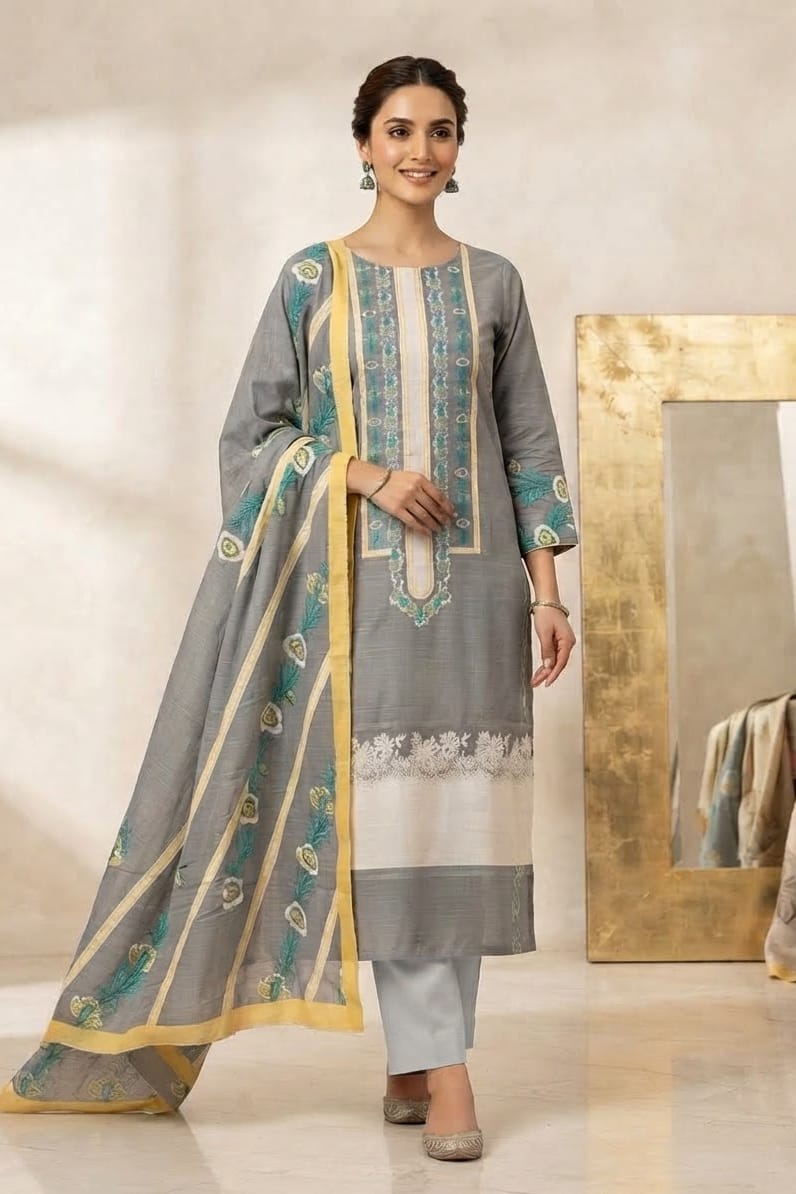 Mix Brand Unstitched Printed Khaddar 3pc
