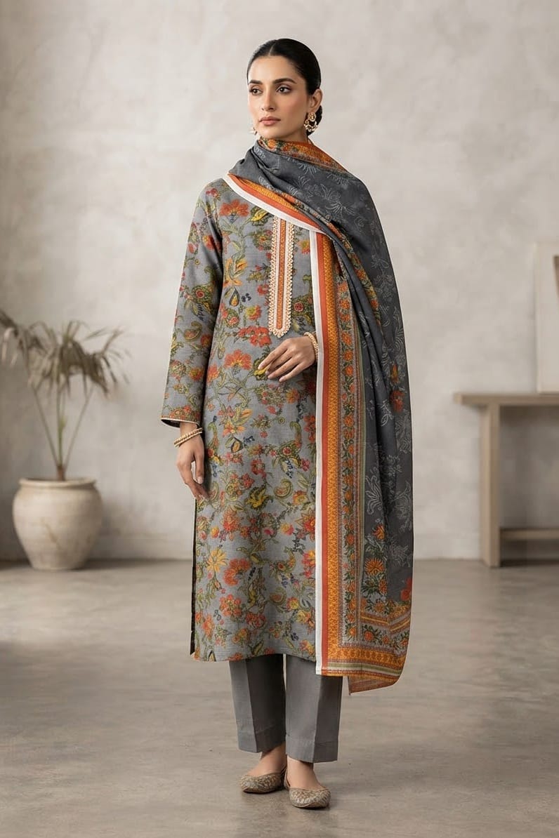 Mix Brand Unstitched Printed Khaddar 3pc