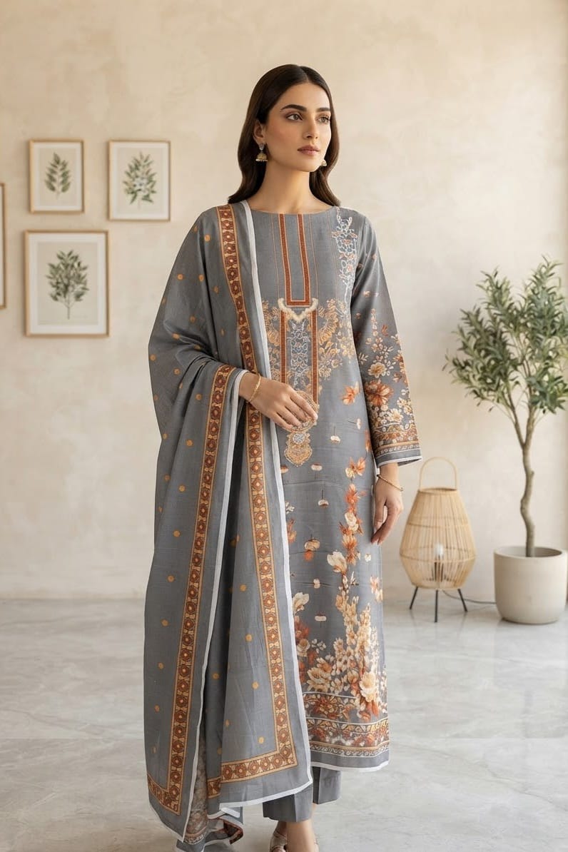 Mix Brand Unstitched Printed Khaddar 3pc