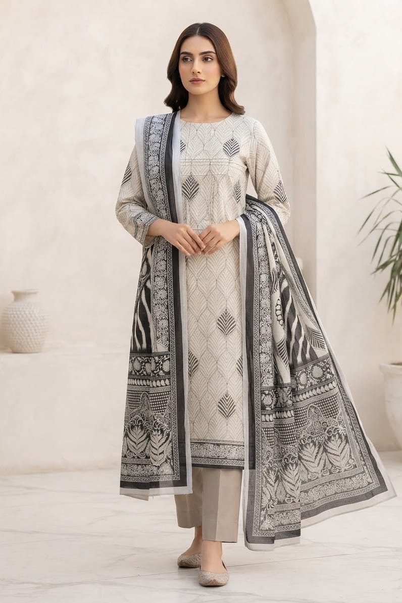 Mix Brand Unstitched Printed Khaddar 3pc