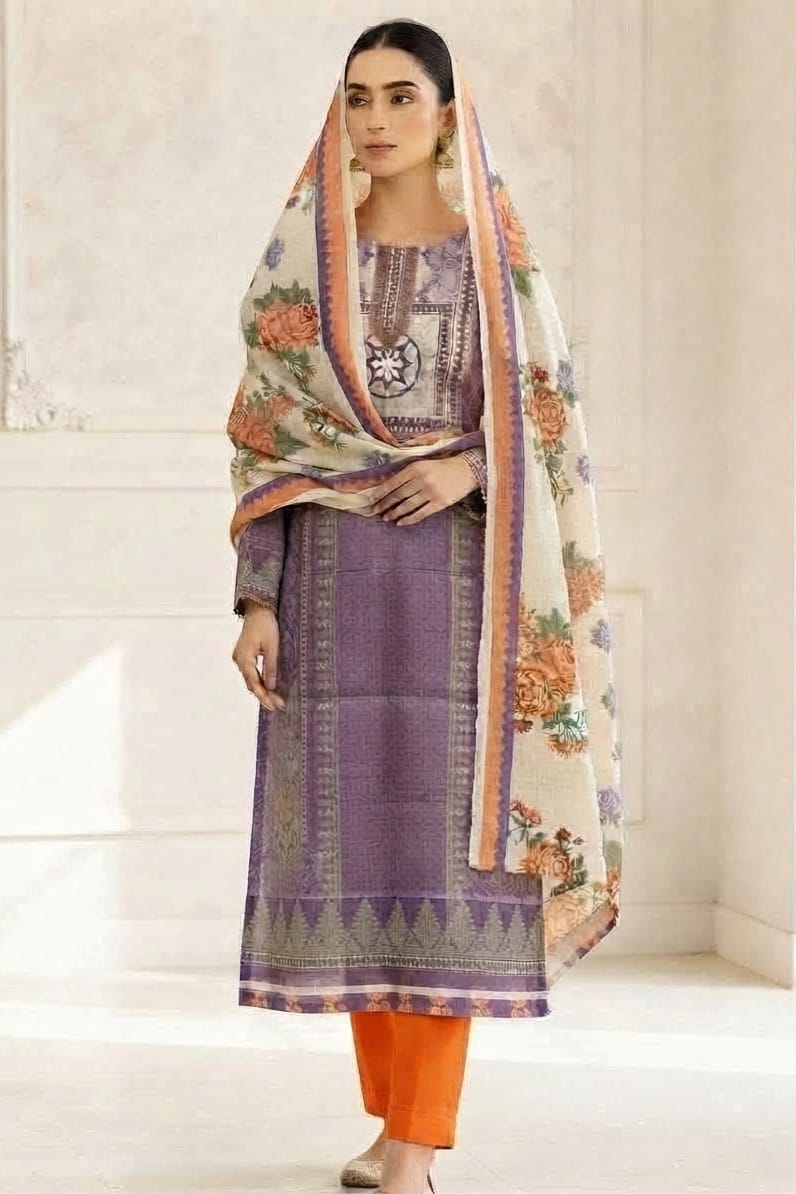 Mix Brand Unstitched Printed Khaddar 3pc