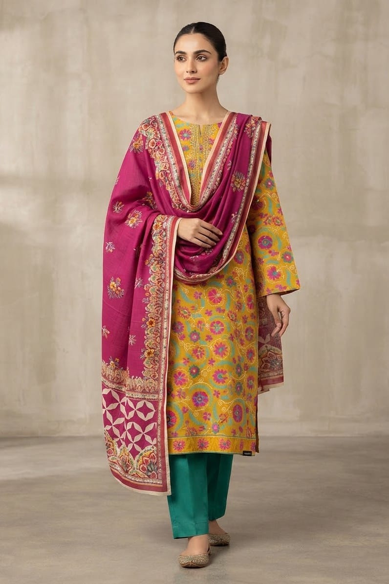 Mix Brand Unstitched Printed Khaddar 3pc