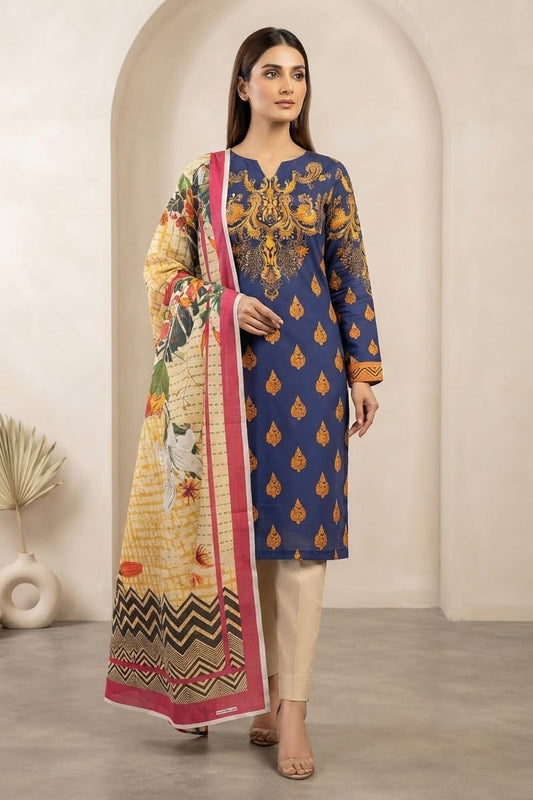 Mix Brand Unstitched Printed Khaddar 3pc